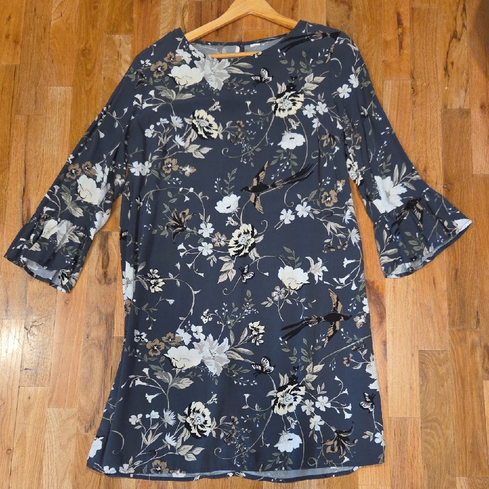 Floral Navy Tunic Dress Size Large